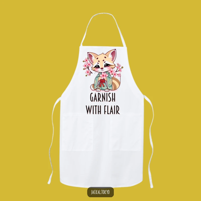 Funny Kawaii Jackal Blossom Apron: Kitchen Elegance, Chef's Funny Gift