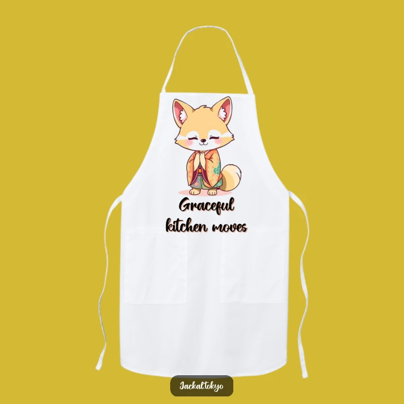 Funny Kawaii Jackal Kimono Apron: Culinary Grace, Chef's Funny Gift Essential