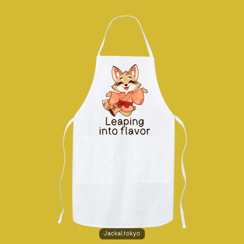 Funny Jackal Leaping Kimono Apron - Kitchen Energy & Fun, Gift