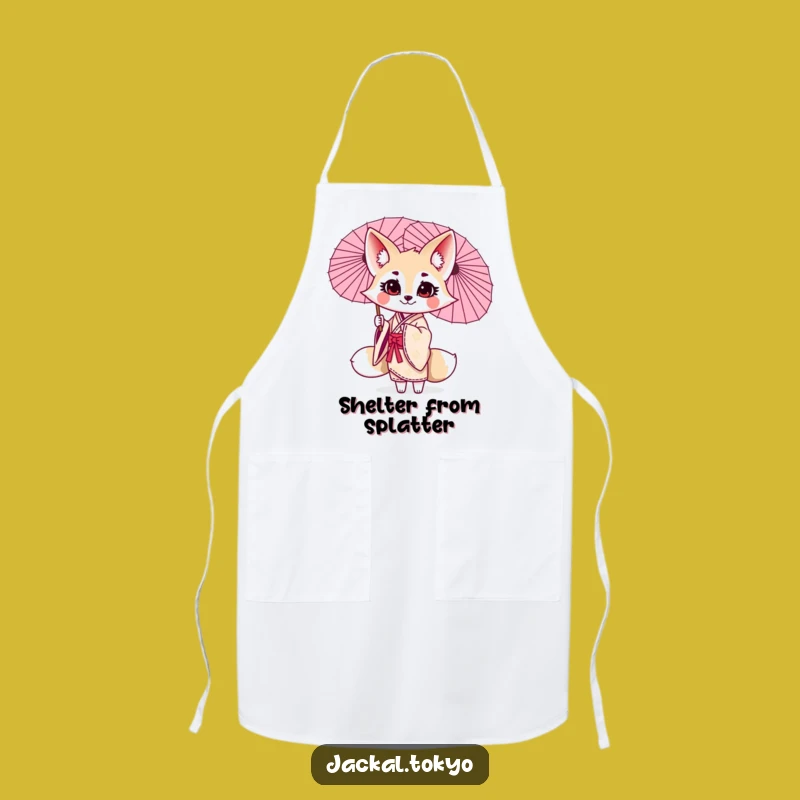 Funny Kawaii Jackal Parasol Twirl Apron: Cook with Elegant Flair!