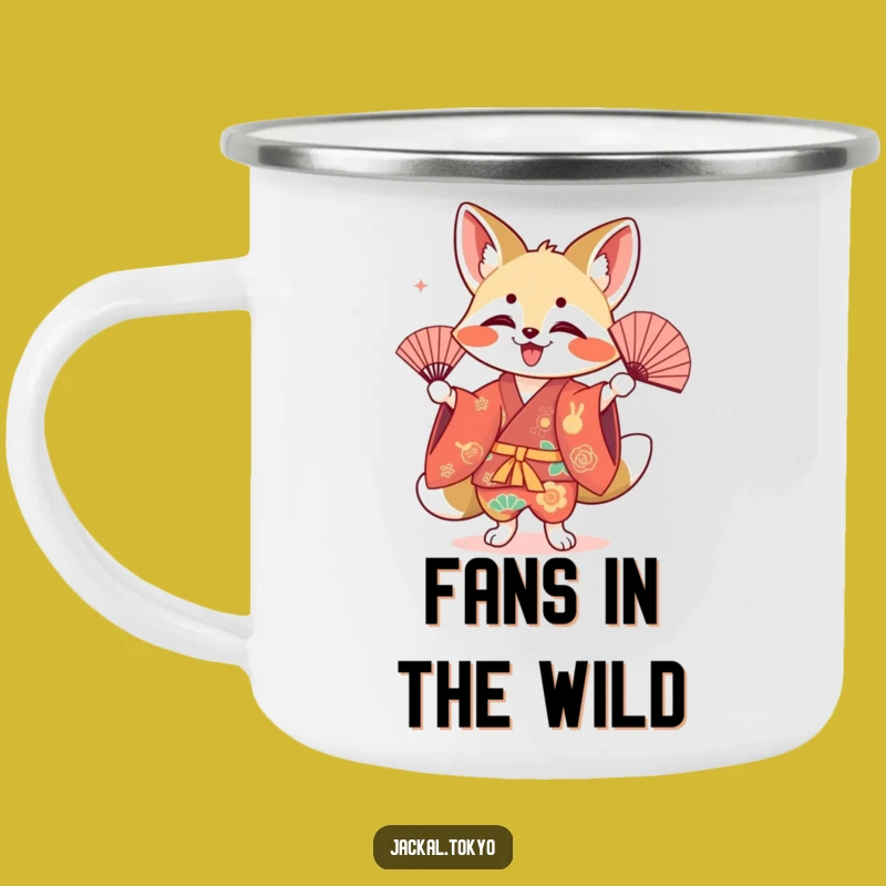 Funny Kawaii Jackal Fan Dance Camping Mug: Sip with Festive Flair