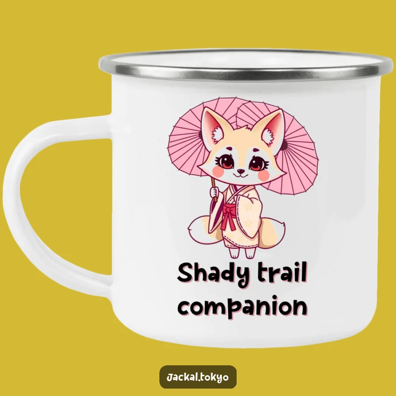 Funny Kawaii Jackal Parasol Twirl Camping Mug: Sip with Elegant Flair