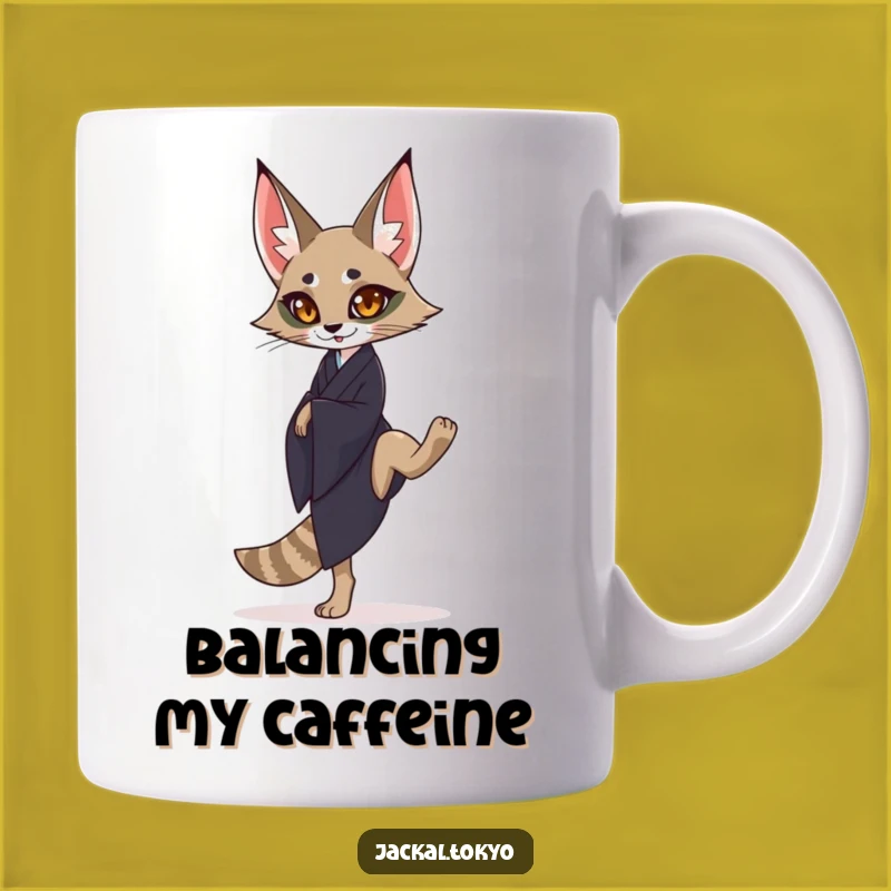 Funny Jackal Kimono Mug: Graceful Balance Gift for Calm Mornings