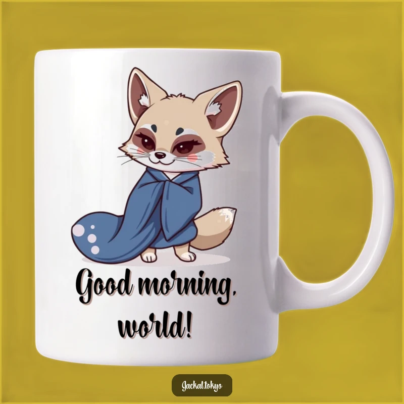 Funny Kawaii Jackal Kimono Mug - Graceful Eastern Style Gift