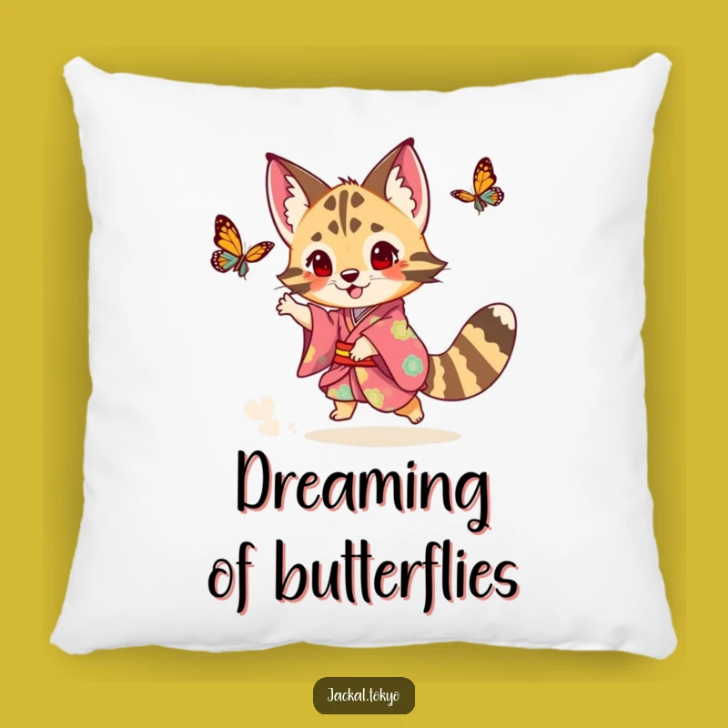 Funny Jackal Kimono Pillow: Playful Chase Cushion, Cozy Fun Gift