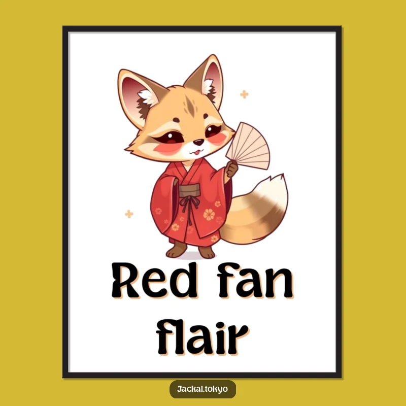 Funny Jackal Fan Kimono Digital Art - Elegant Artistry Decor, Gift