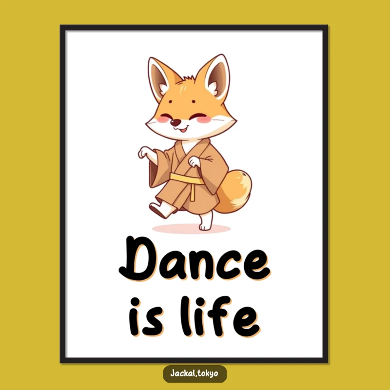 Funny Jackal Kimono Dance Digital Art: Instant Joyful Decor
