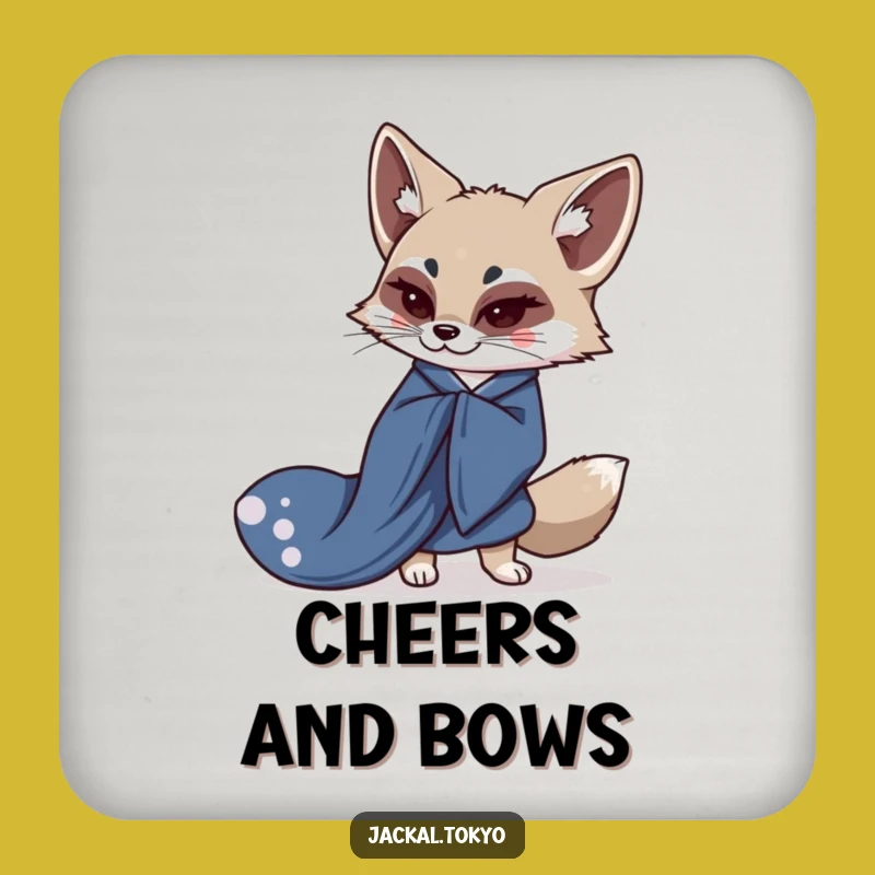 Funny Kawaii Jackal Kimono Drink Coaster - Protect Surfaces with Elegance Gift