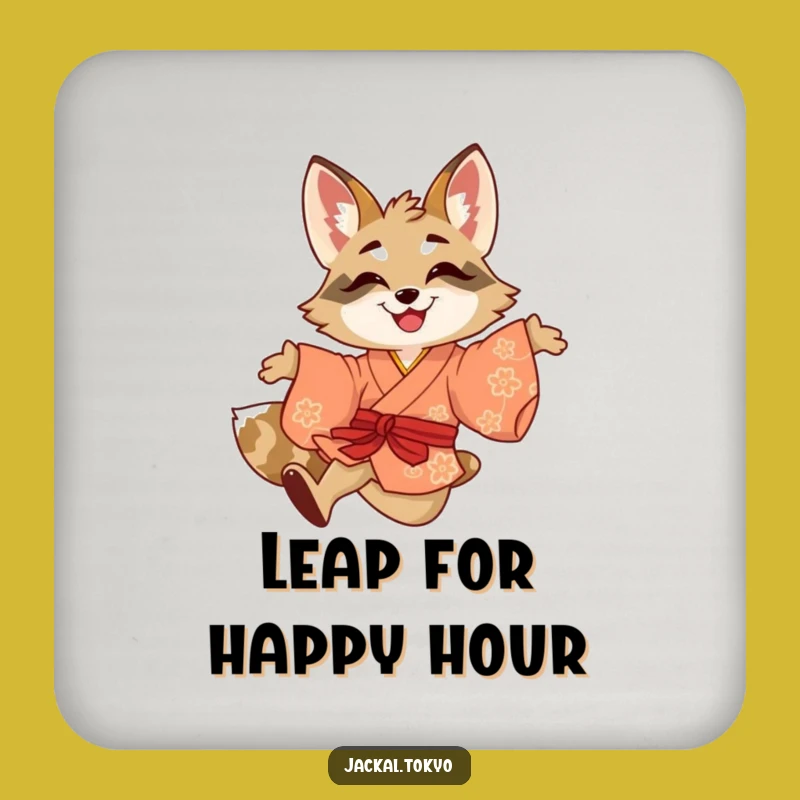 Funny Jackal Leaping Kimono Drink Coaster - Protect Surfaces with Playful Flair Gift