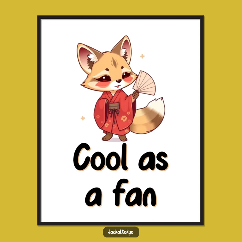Funny Jackal Fan Kimono Poster - Elegant Performance Art Print Gift