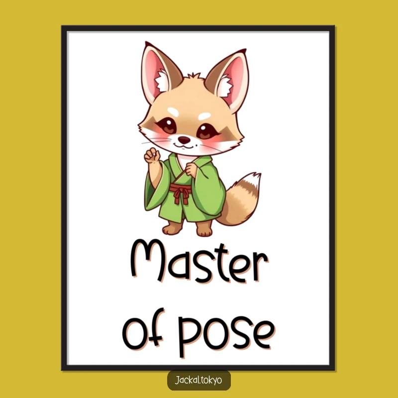 Funny Jackal Kimono Poster: Charming Pose Art, Cute Wall Decor, Perfect Humorous Gift