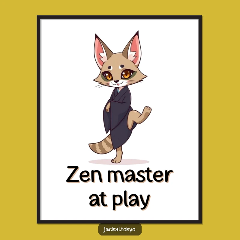 Funny Jackal Kimono Poster: Graceful Balance Art, Elegant Wall Decor Gift