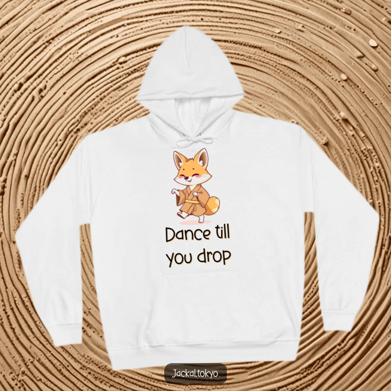 Funny Jackal Kimono Hoodie: A warm and comfortable hoodie featuring a jackal in a kimono doing a funny shuffle dance.