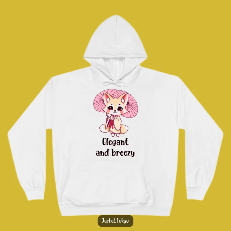 Cozy Funny Kawaii Jackal Parasol Twirl Hoodie: Warmth & Elegant Fun