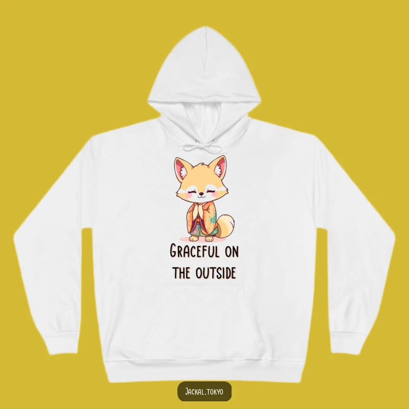 Cozy Funny Kawaii Jackal Kimono Hoodie: Graceful Bow Warmth, Ultimate Funny Gift
