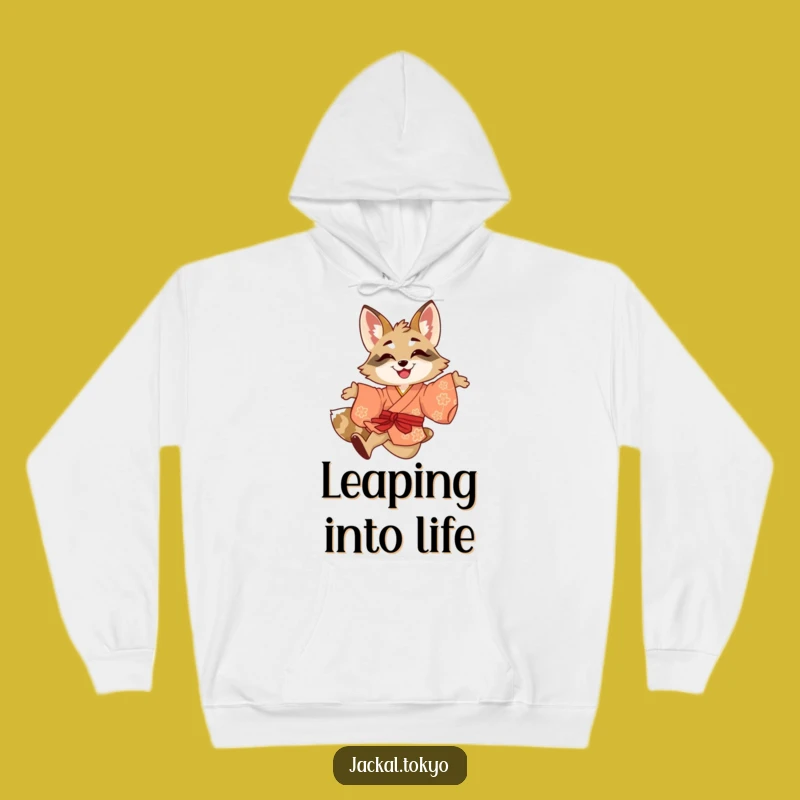 Funny Jackal Leaping Kimono Hoodie - Cozy Energy, Vibrant Gift Idea