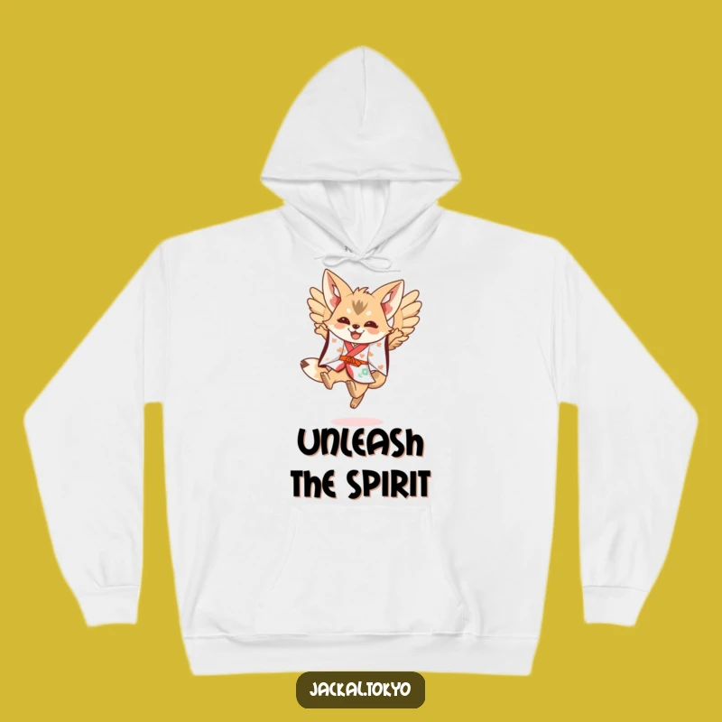 Cozy Funny Kawaii Jackal Leaping Hoodie: Festive Comfort, Ultimate Funny Gift