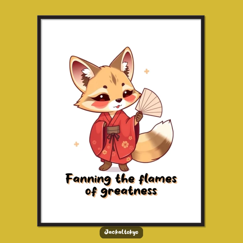 Funny Free Printable Wall Art: Jackal with Fan Elegant Downloadable Art