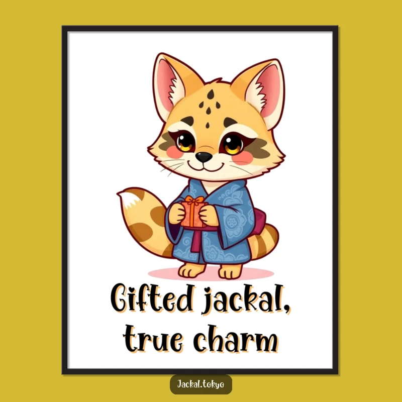 Funny Free Printable Wall Art: Jackal Blue Kimono Gift Downloadable Decor for Charming Spaces