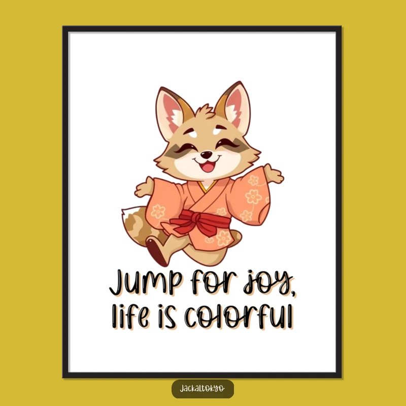 Funny Free Printable Wall Art: Leaping Jackal Vibrant Downloadable Art