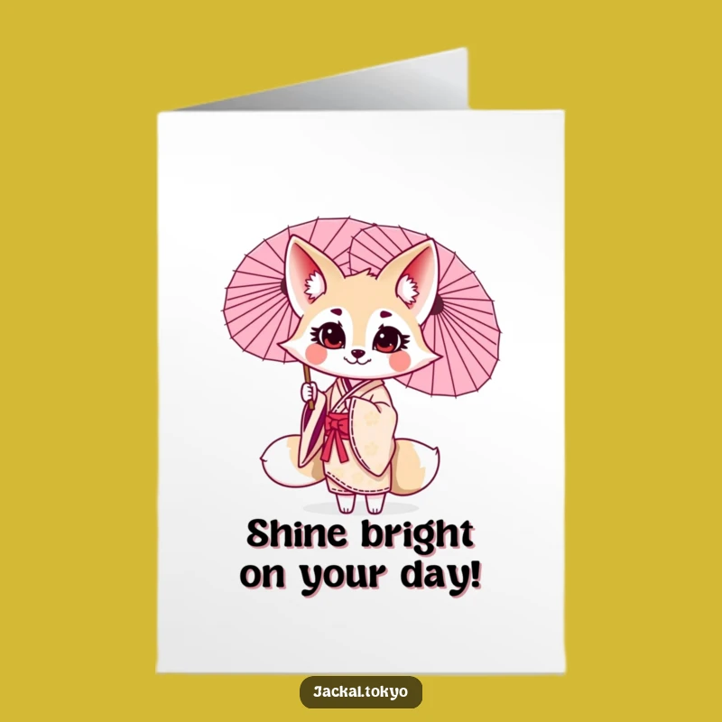 Free Printable Birthday Card: Jackal Parasol Twirl, Funny Downloadable Gift