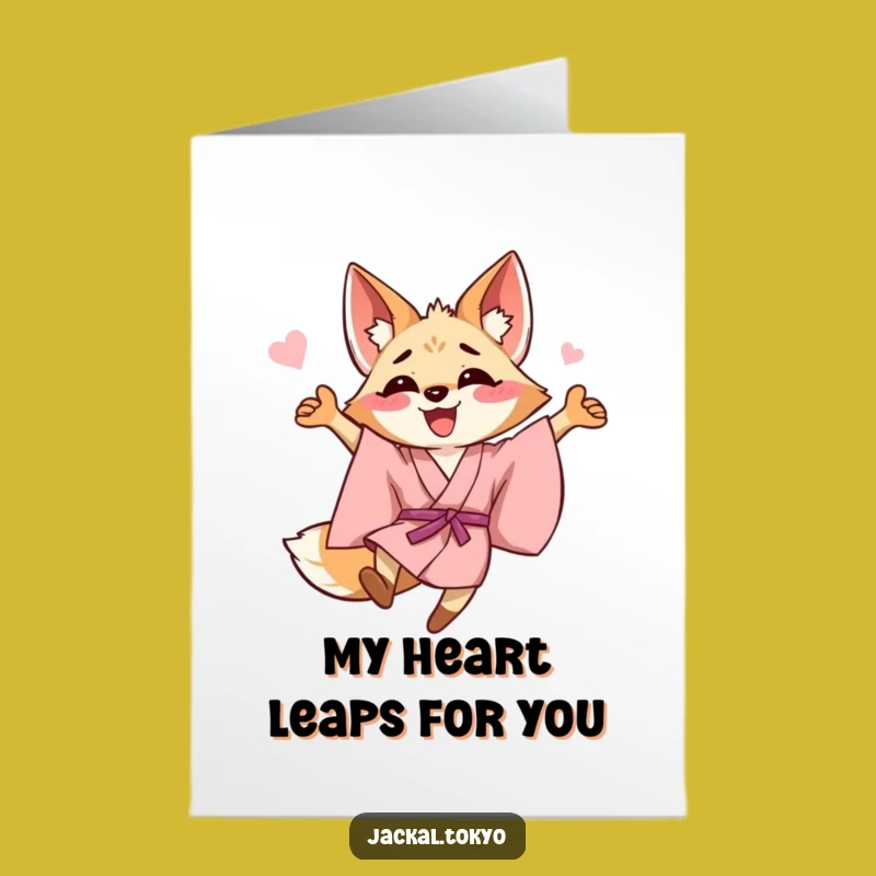 Free Printable Thank You Card: Jackal Pink Kimono Leap Funny Downloadable Gift