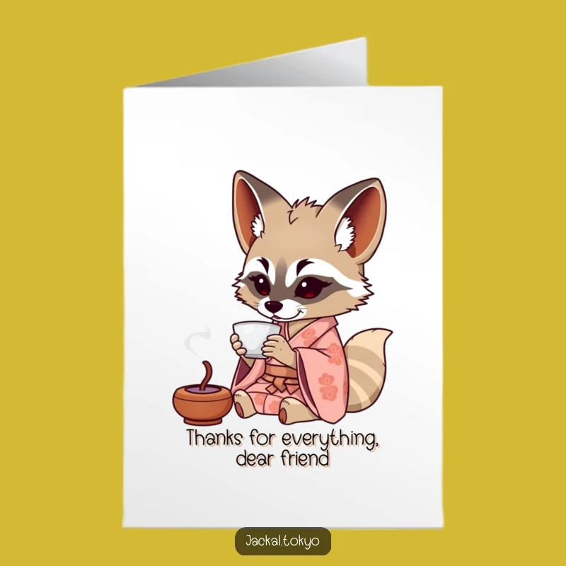 Free Printable Jackal Tea Time Thank You Card - Express Gratitude with Humor Downloadable