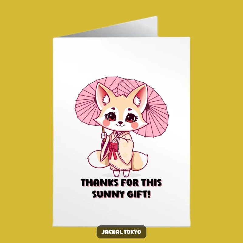 Free Printable Thank You Card: Jackal Parasol Twirl, Funny Downloadable Gift