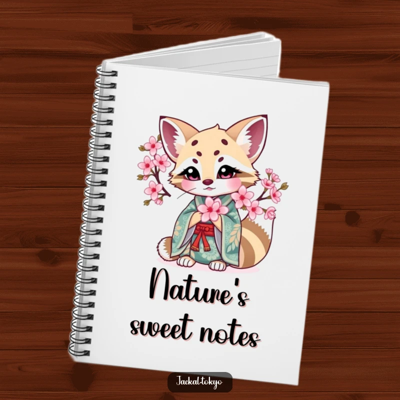 Funny Kawaii Jackal Notebook: Intricate kimono jackal holding a cherry blossom, for capturing funny inspirations.