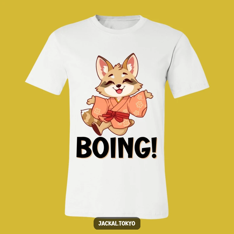 Funny Jackal Leaping Kimono T-Shirt - Energetic Animal Fun Tee, Gift