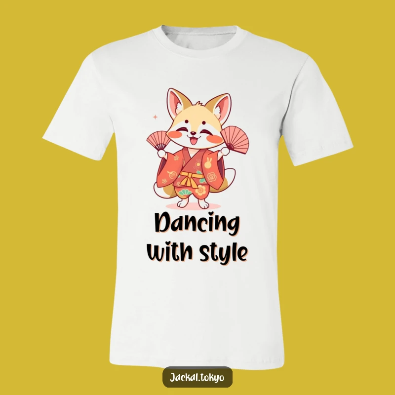 Funny Kawaii Jackal Fan Dance T-Shirt: Express Your Joyful Spirit