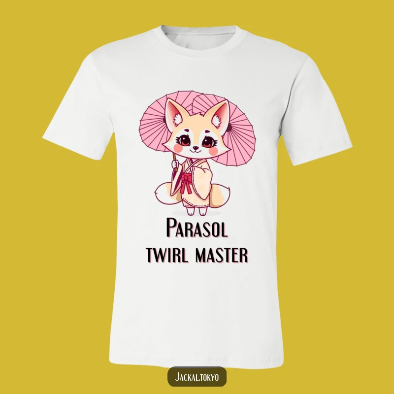 Funny Kawaii Jackal Parasol Twirl T-Shirt: Chic & Playful Style