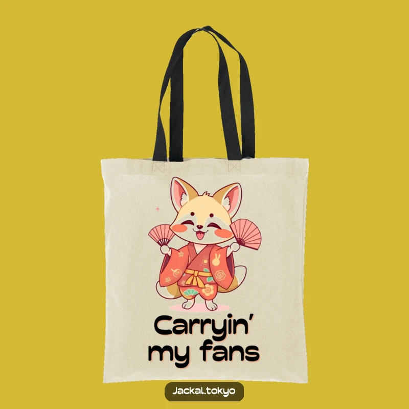 Funny Kawaii Jackal Fan Dance Tote Bag: Carry Joyful Style