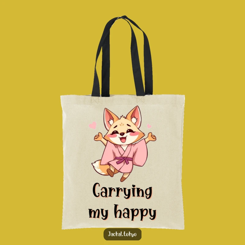Funny Jackal Kimono Tote Bag: Happy Leap Accessory, Stylish Gift Idea