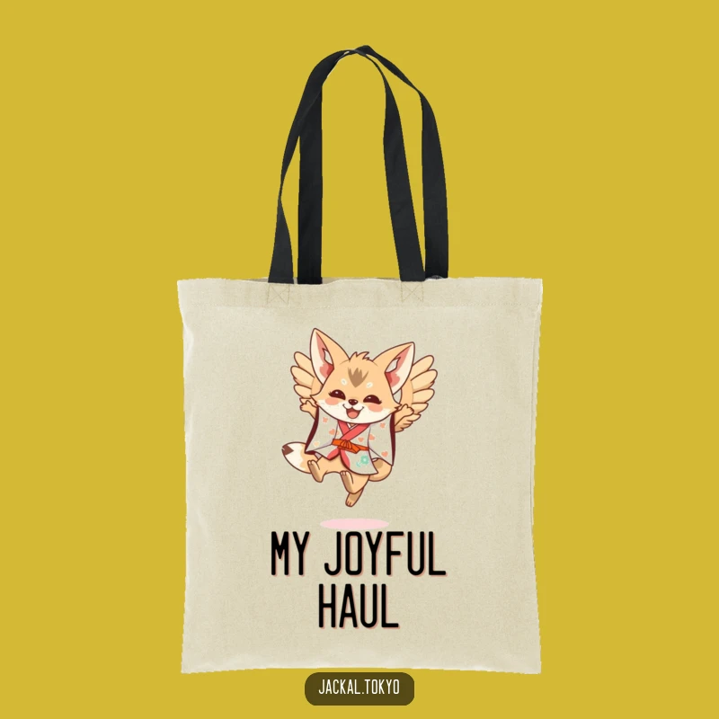 Funny Kawaii Jackal Leaping Tote Bag: Festive Carryall, Ideal Funny Gift