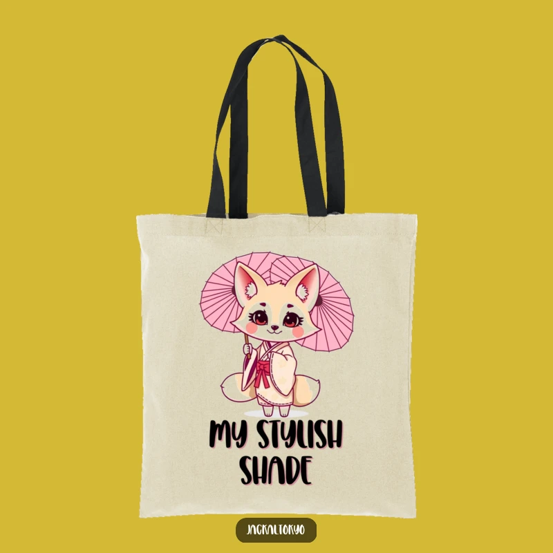 Funny Kawaii Jackal Parasol Twirl Tote Bag: Carry Elegant Style